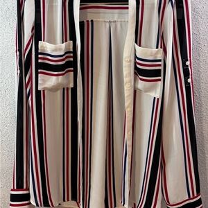 Express Portofino Shirt - Cream and Blue Stripes